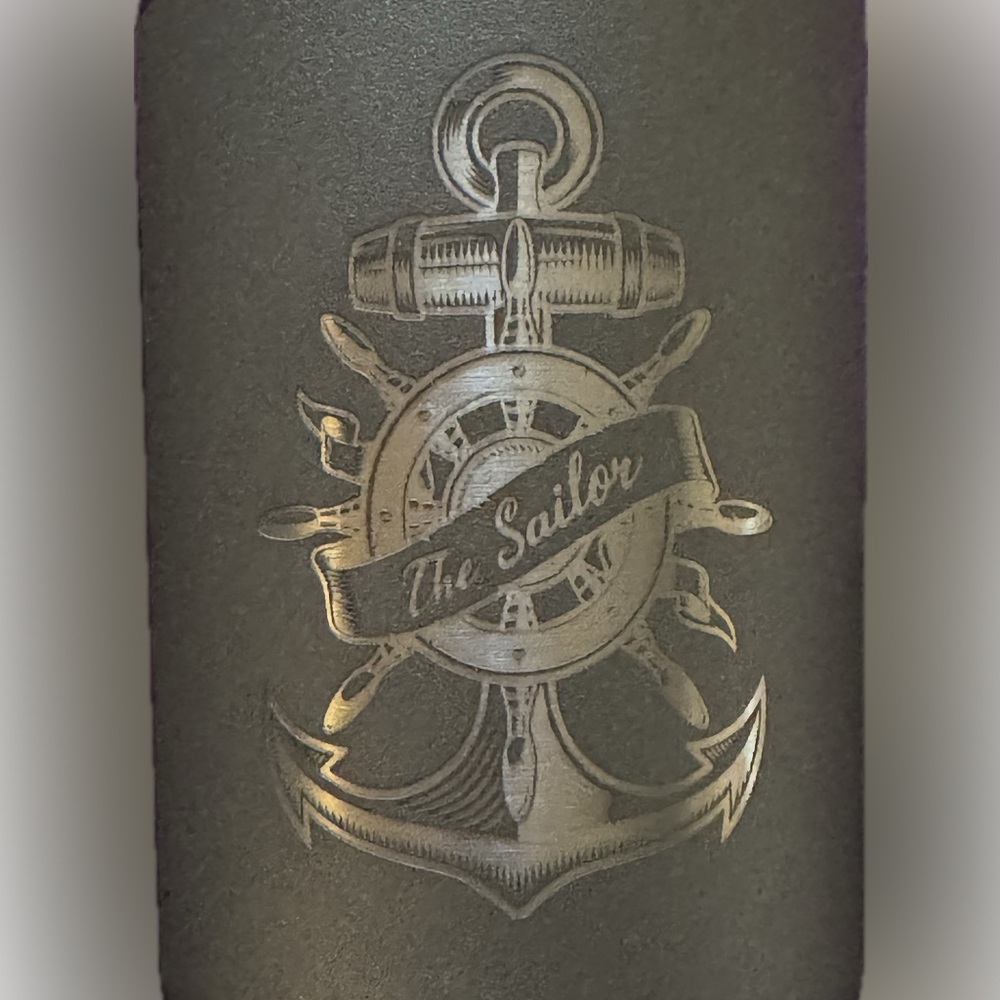 Silver Gray 18 oz tumbler with Lid and Laser Engraved Anchor ⚓️ Sailor 🛟 Design - Picture 2 of 5